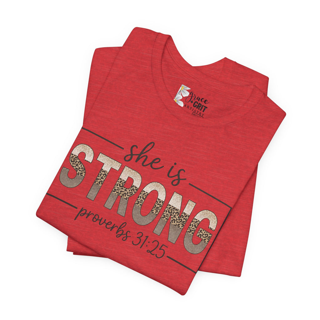 She Is Strong Floral Tee — Inspirational Women's Strength T-Shirt