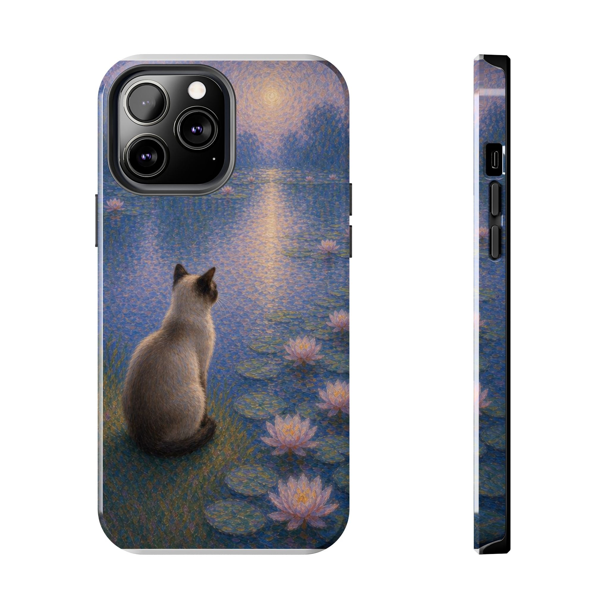 Siamese Cat by Moonlight Tough Phone Case – Waterlily Dream Protective Cover