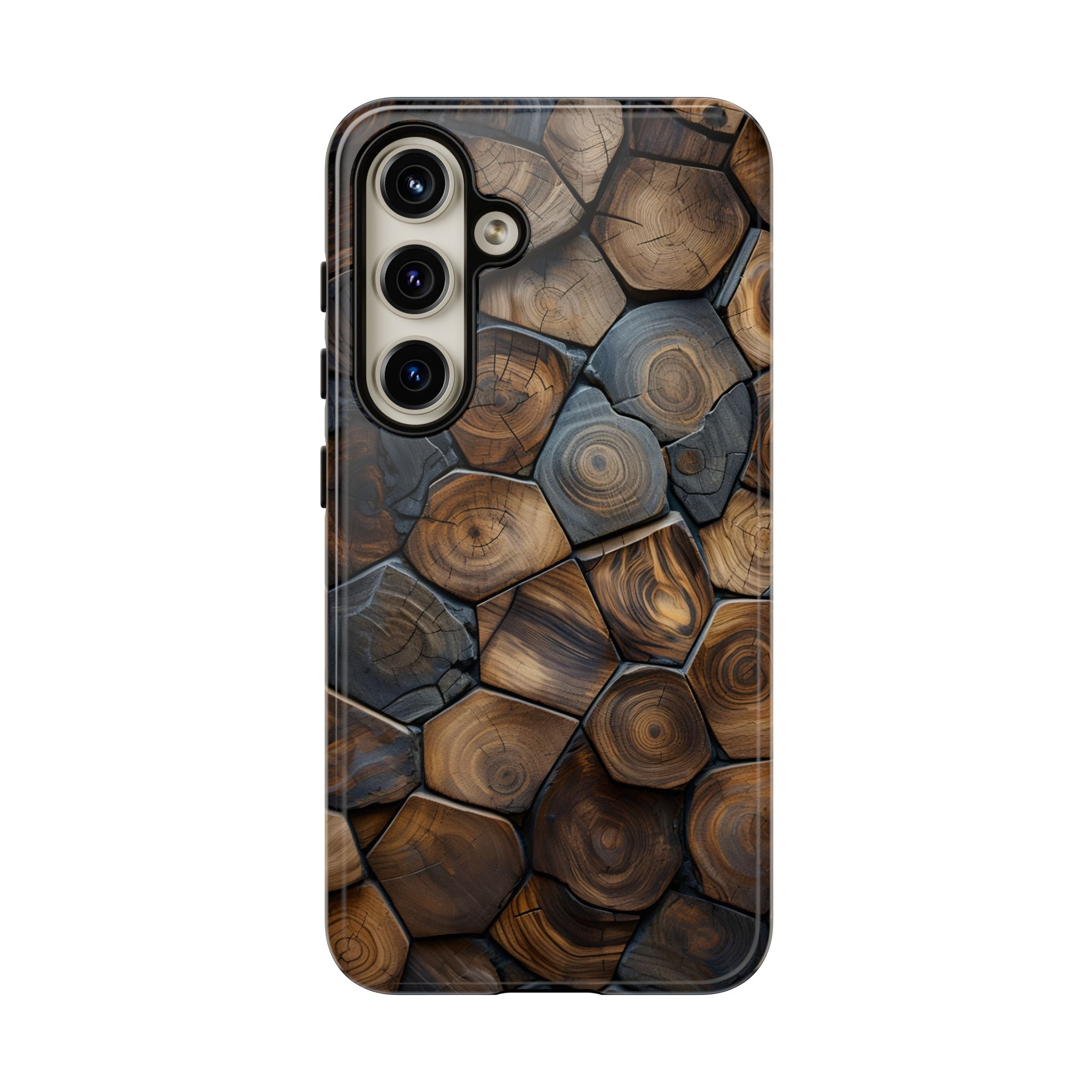 Wood Grain Hex Phone Case — Rustic Geometric iPhone Protection