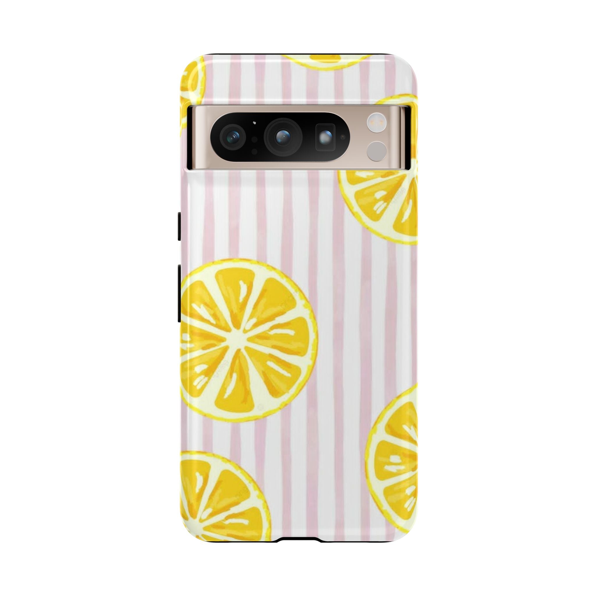 Lemon Slices Tough Case — Cute Pink Stripe Phone Cover
