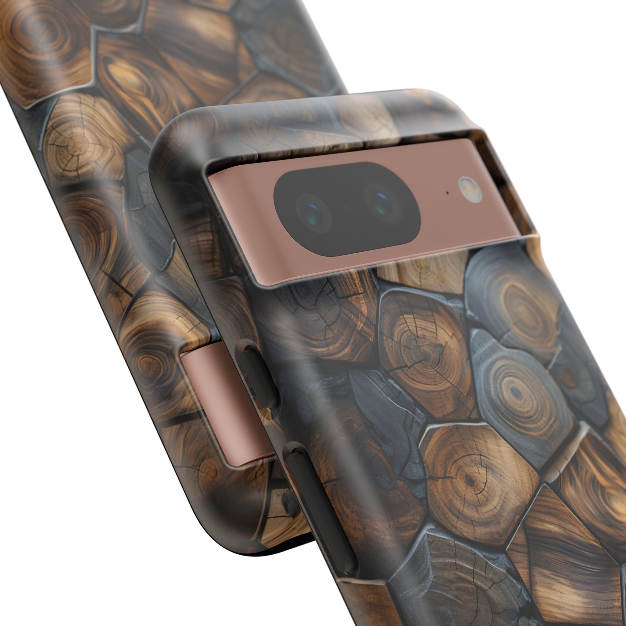 Wood Grain Hex Phone Case — Rustic Geometric iPhone Protection