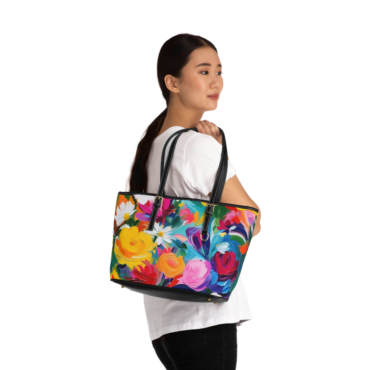 Colorful Floral PU Leather Shoulder Bag