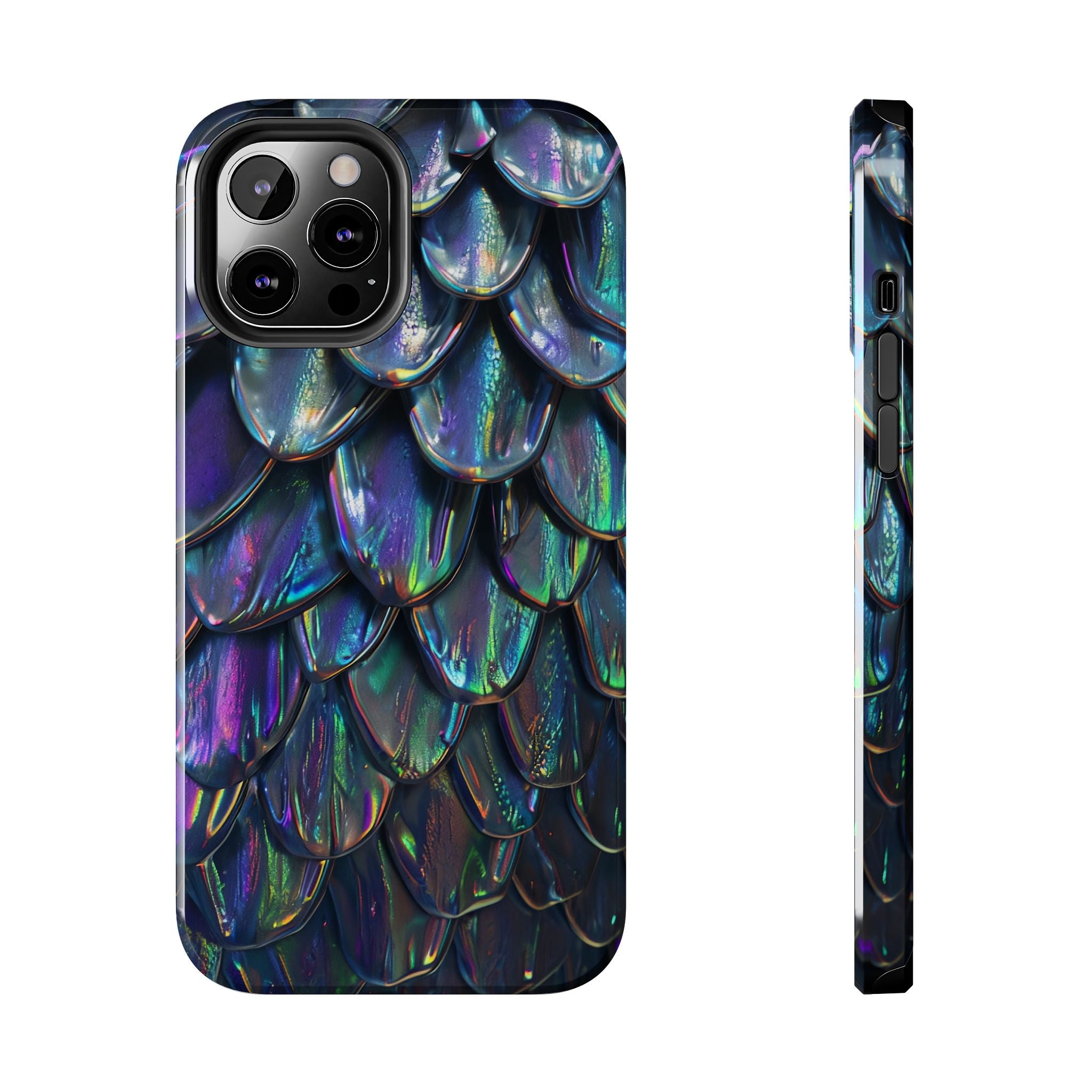 Holographic Mermaid Scale Tough Phone Case — Iridescent Protective Phone Cover