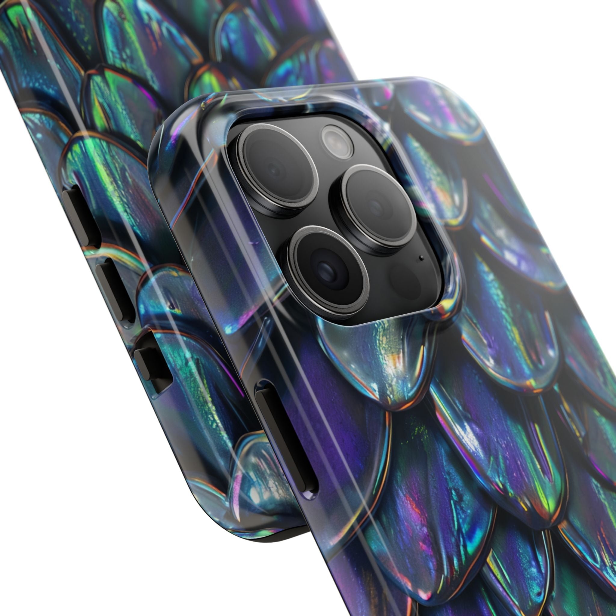 Holographic Mermaid Scale Tough Phone Case — Iridescent Protective Phone Cover