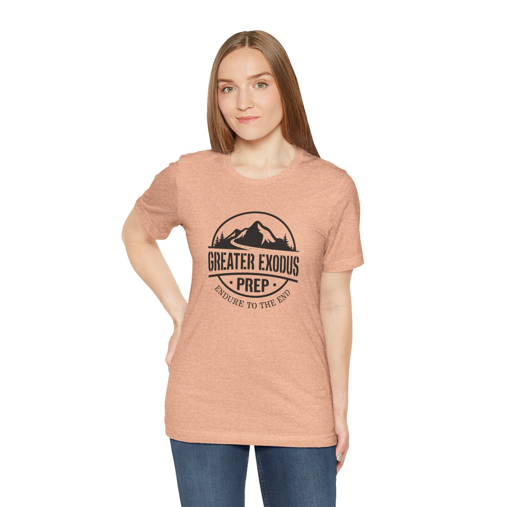 Greater Exodus Prep T-Shirt — Mountain Logo “Endure to the End” Adventure Tee