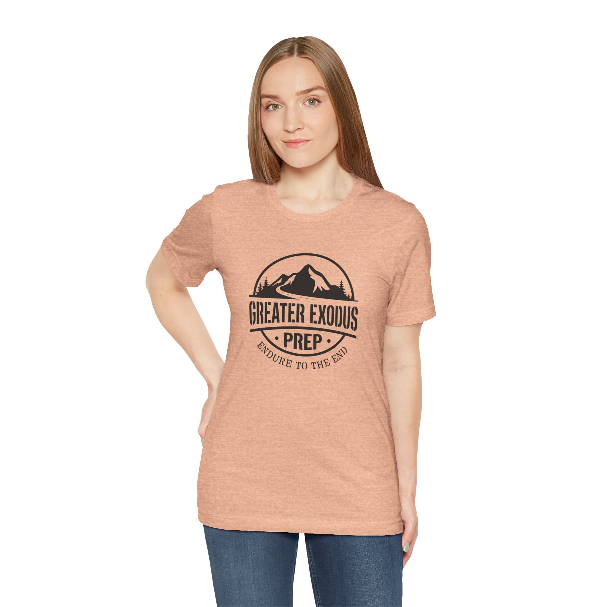 Greater Exodus Prep T-Shirt — Mountain Logo “Endure to the End” Adventure Tee