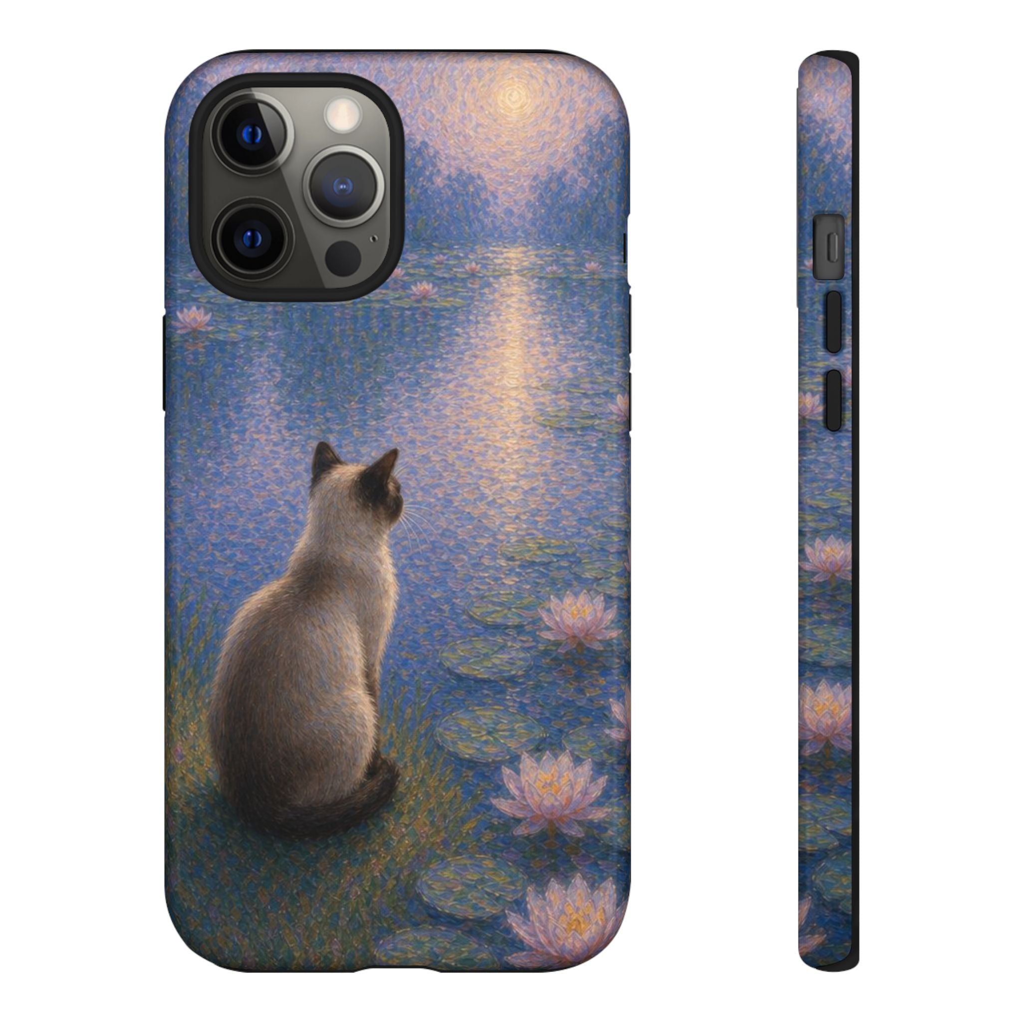 Cat Moonlight Phone Case — Serene Siamese by Lily Pond