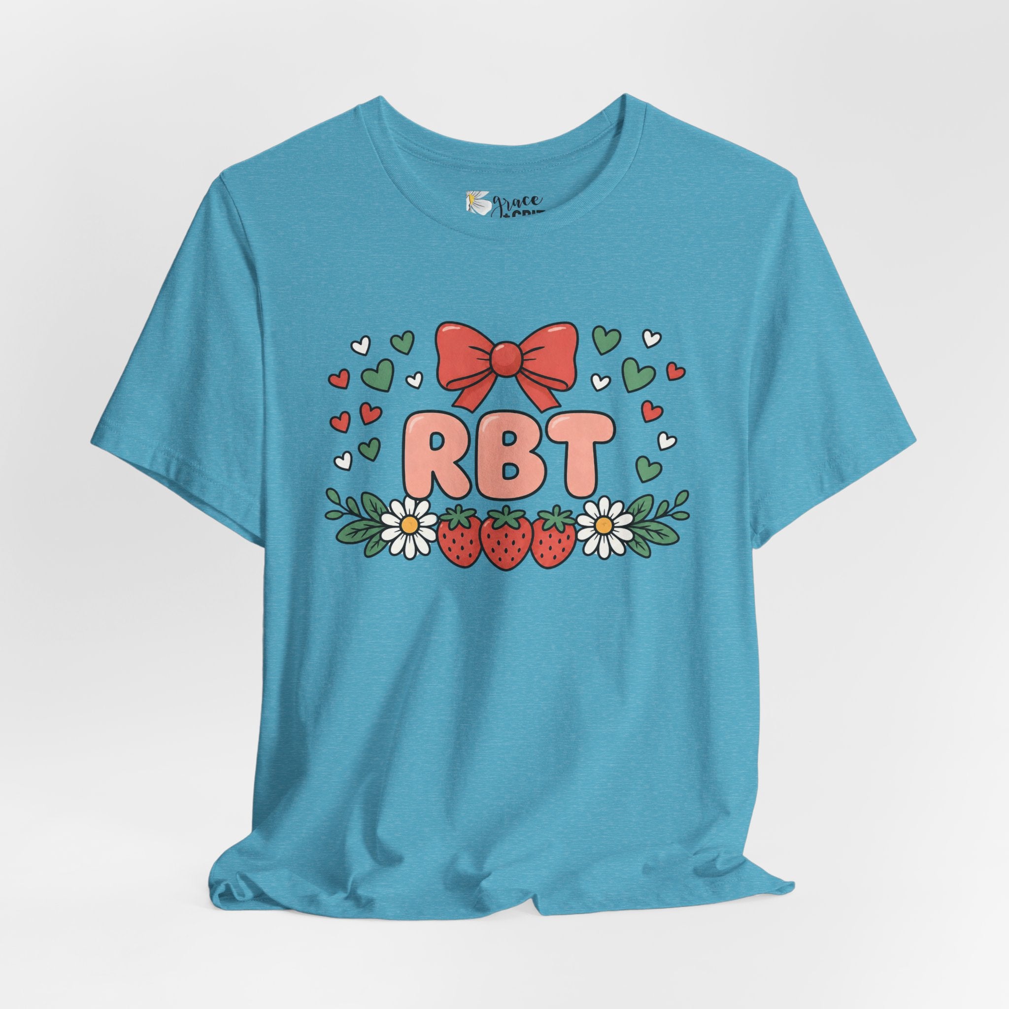 Strawberry Bow RBT Tee — Cute Floral Graphic T-Shirt