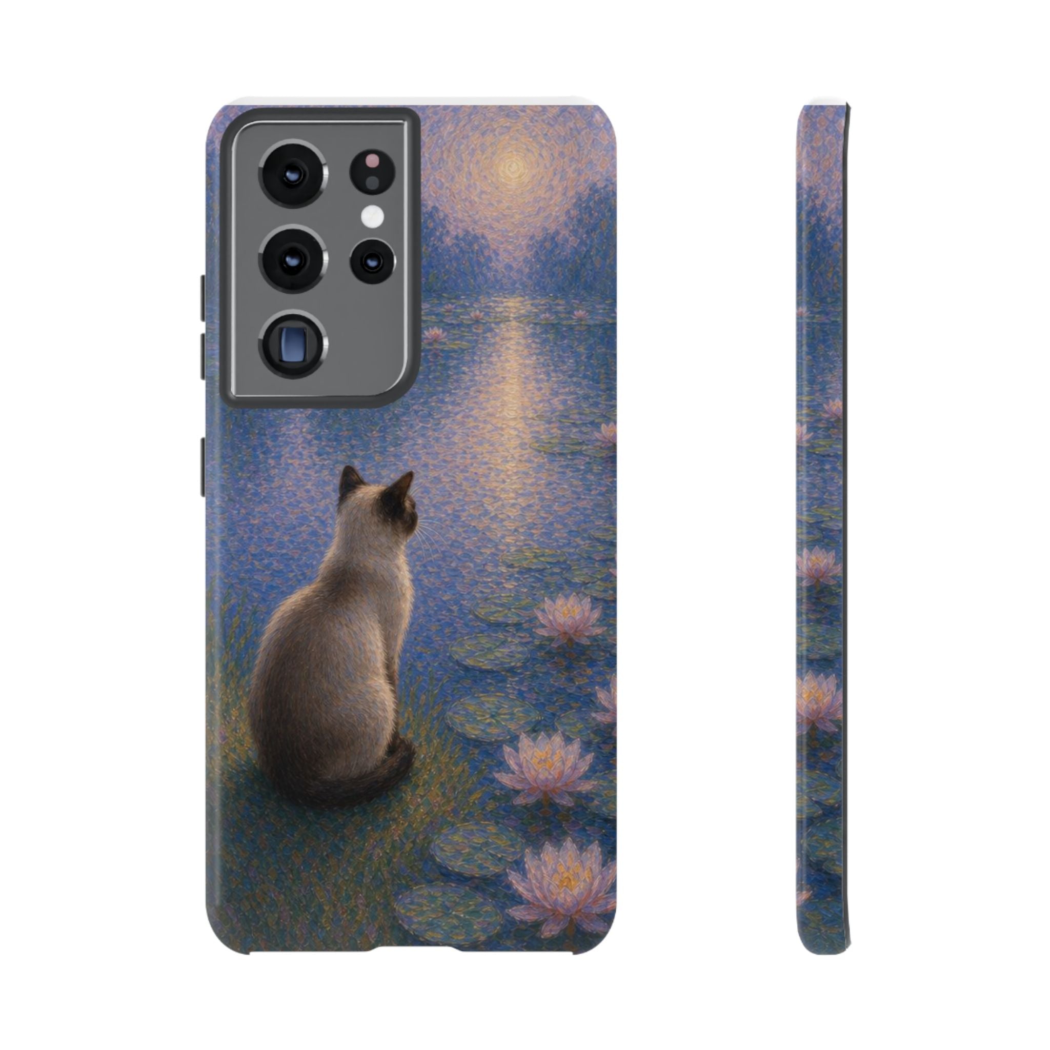 Cat Moonlight Phone Case — Serene Siamese by Lily Pond