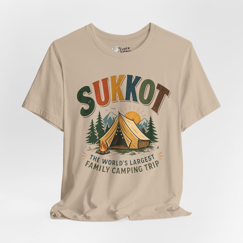 Sukkot Camping T-Shirt — "Sukkot: The World's Largest Family Camping Trip"