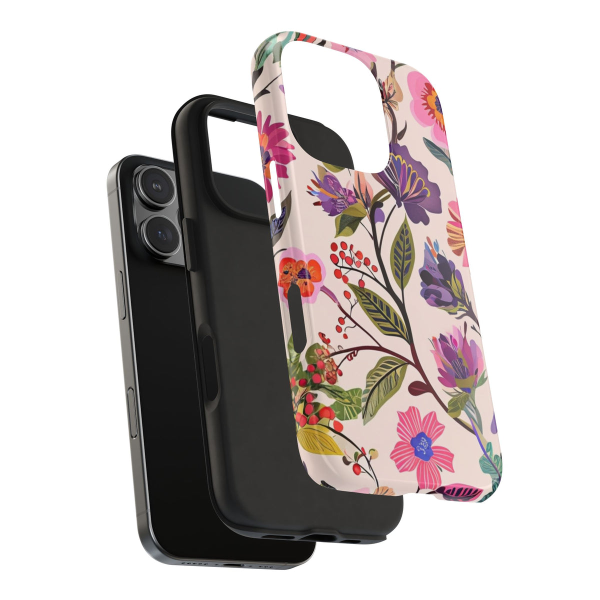 Floral Tough Phone Case – Colorful Botanical Flower Design