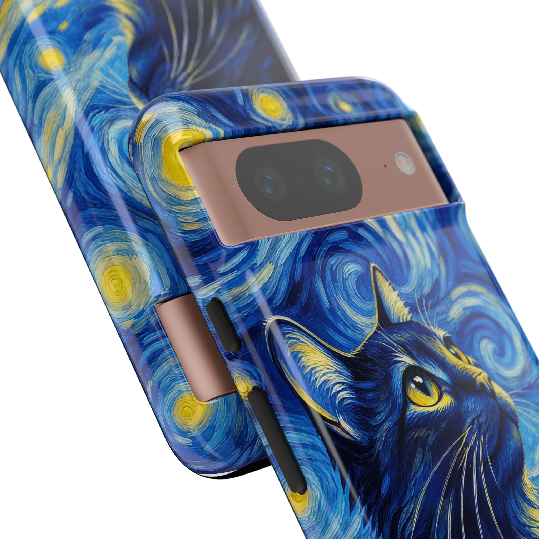 Starry Night Cat Phone Case — Van GoghStyle Blue Galaxy iPhone Cover