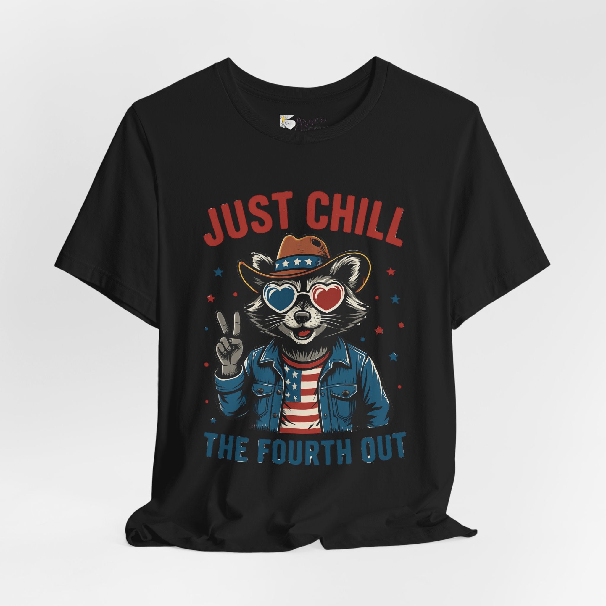 Just Chill The Fourth Out Tee — Patriotic Raccoon 4th of July T-Shirt