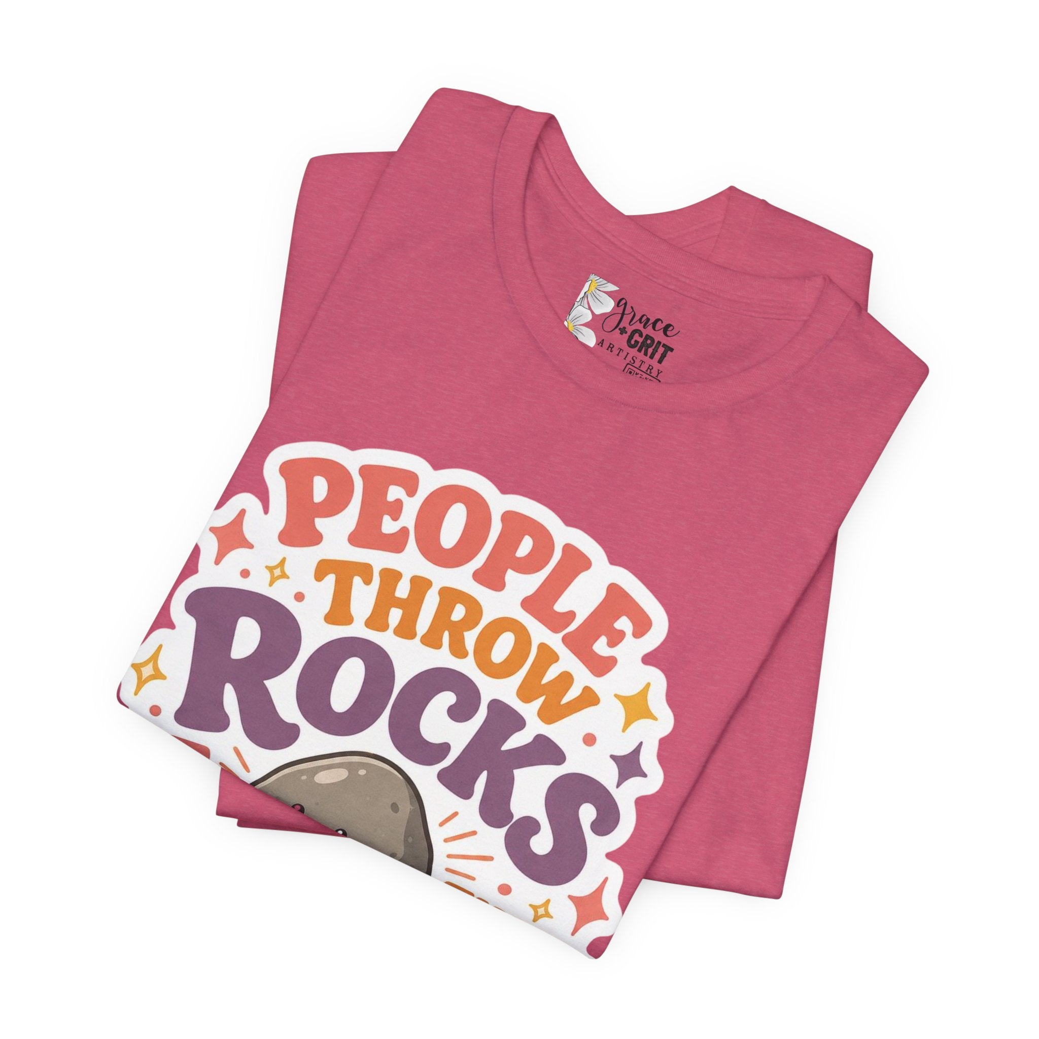 People Throw Rocks at Things That Shine T-Shirt | Cute Rock Illustration