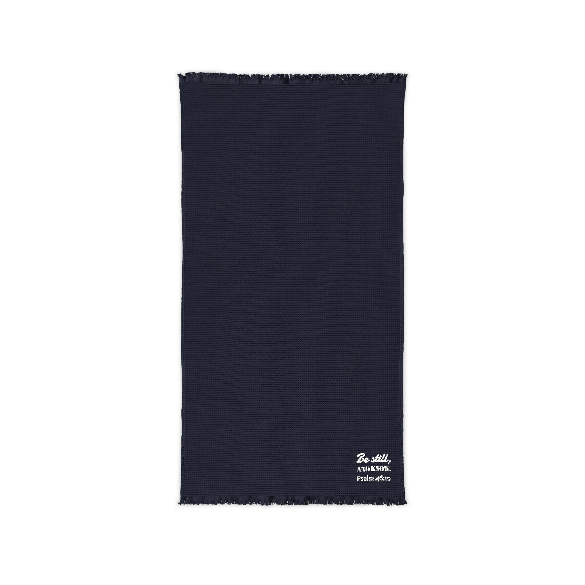 Embroidered Cotton Waffle Throw Blanket — Lightweight Fringed Living Room & Bed Throw