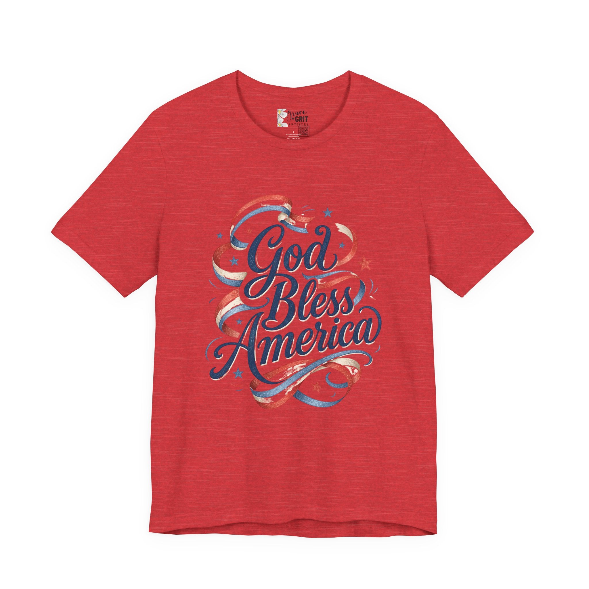 God Bless America T-Shirt — Patriotic Vintage Script Tee for 4th of July