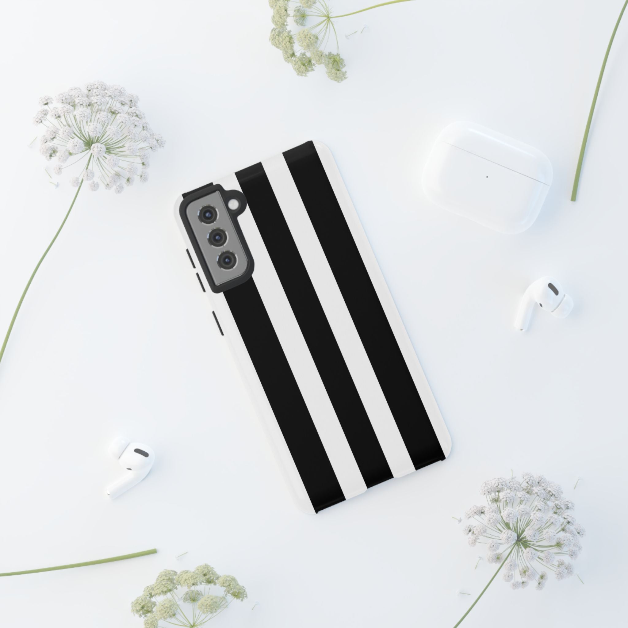 Black & White Vertical Stripe Phone Case — Tough Protective iPhone Cover