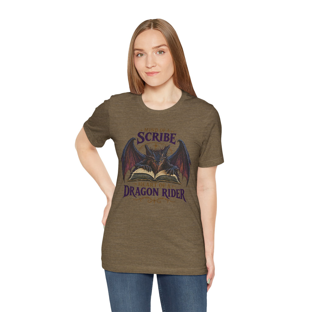 Scribe Dragon Rider T-Shirt — "Mind of a Scribe, Heart of a Dragon Rider" Fantasy Tee