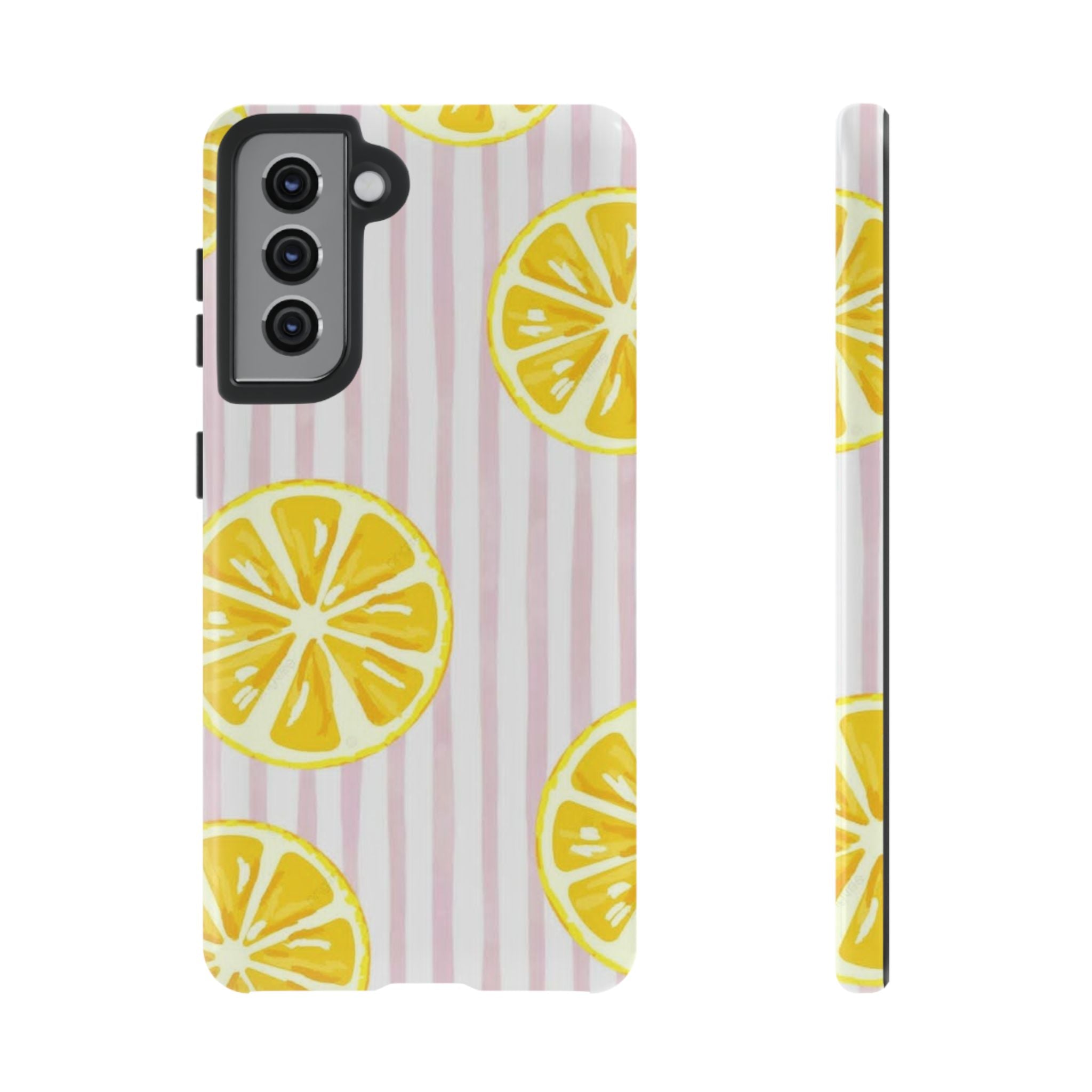 Lemon Slices Tough Case — Cute Pink Stripe Phone Cover