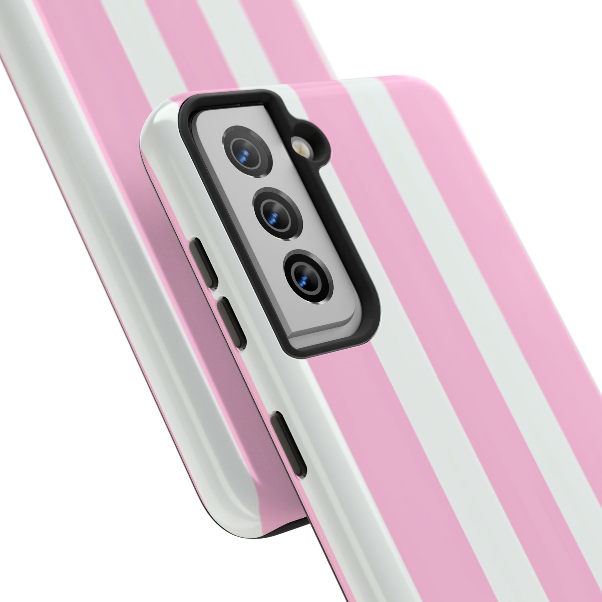 Pink & White Stripe Tough Phone Case — Protective Stripe iPhone Cover