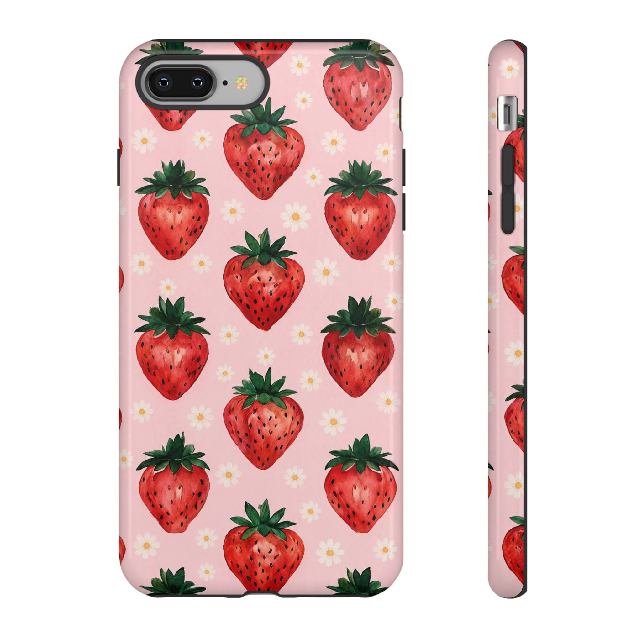 Strawberry Pattern Tough Case — Cute Pink Fruit Phone Case