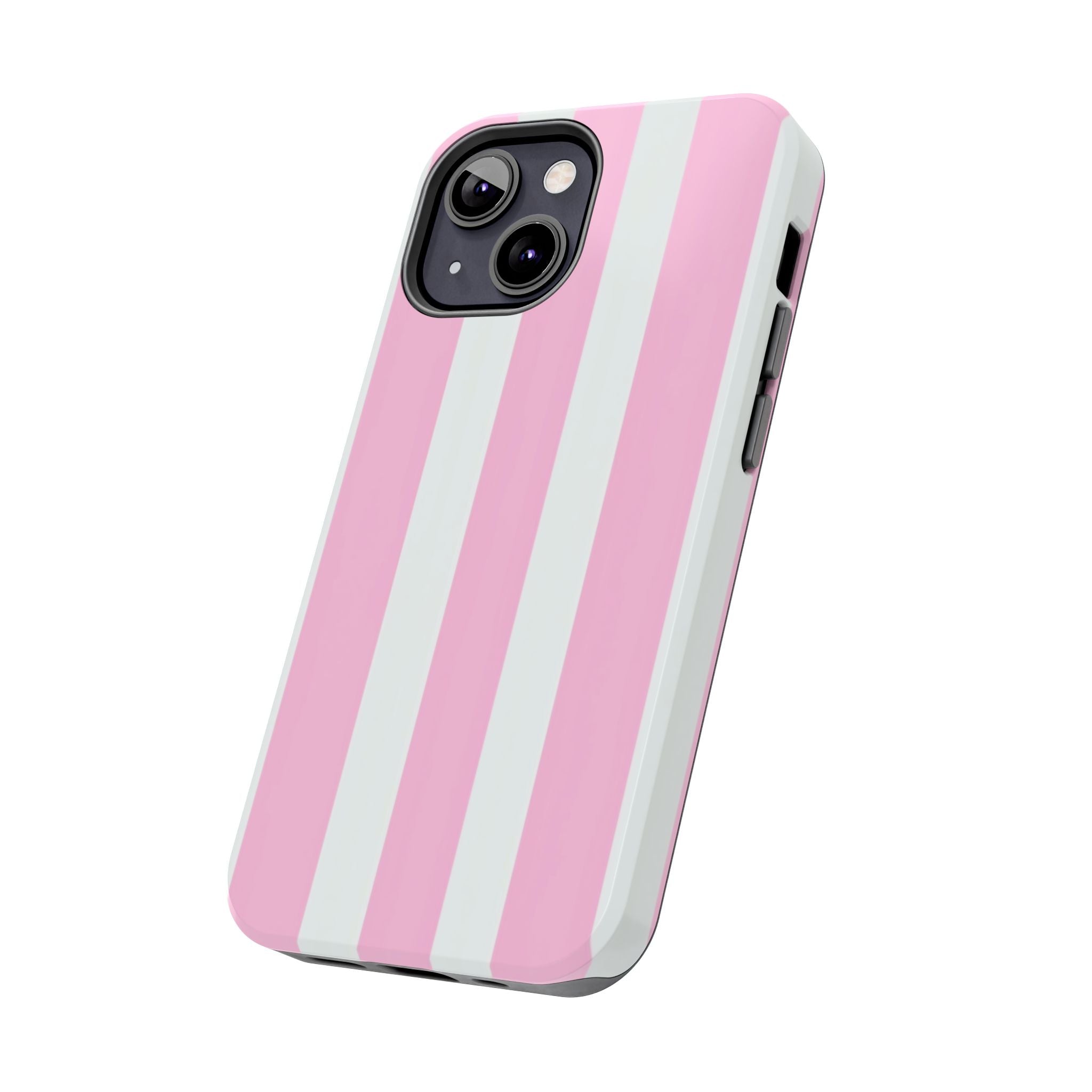 Pink & White Stripe Tough Phone Case — Protective Stripe iPhone Cover