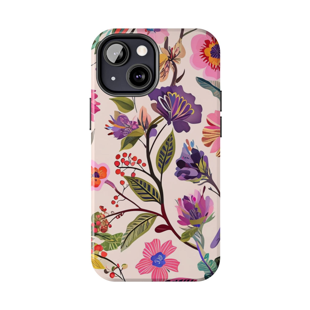 Floral Tough Phone Case – Colorful Botanical Flower Design