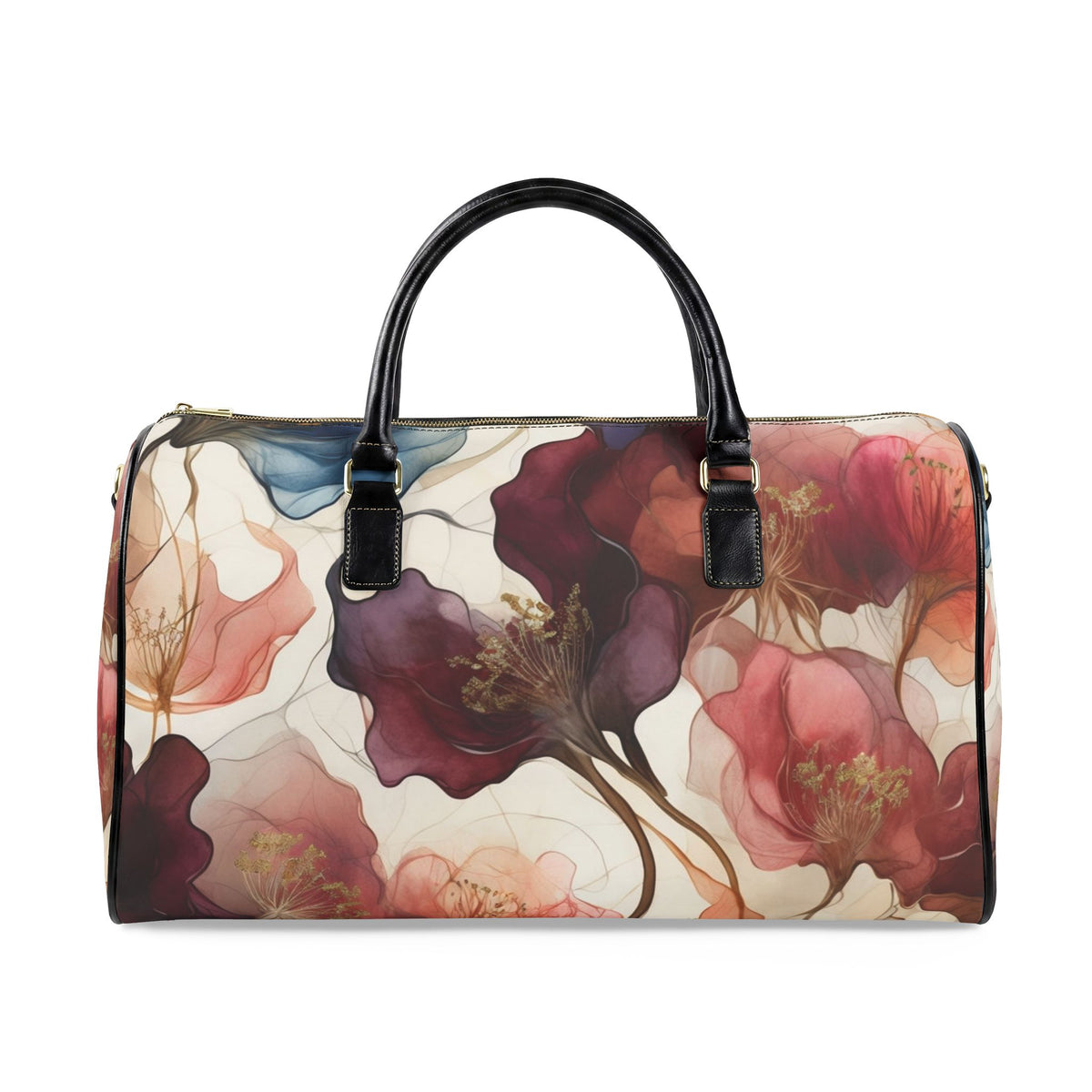 Floral Faux Leather Travel Bag