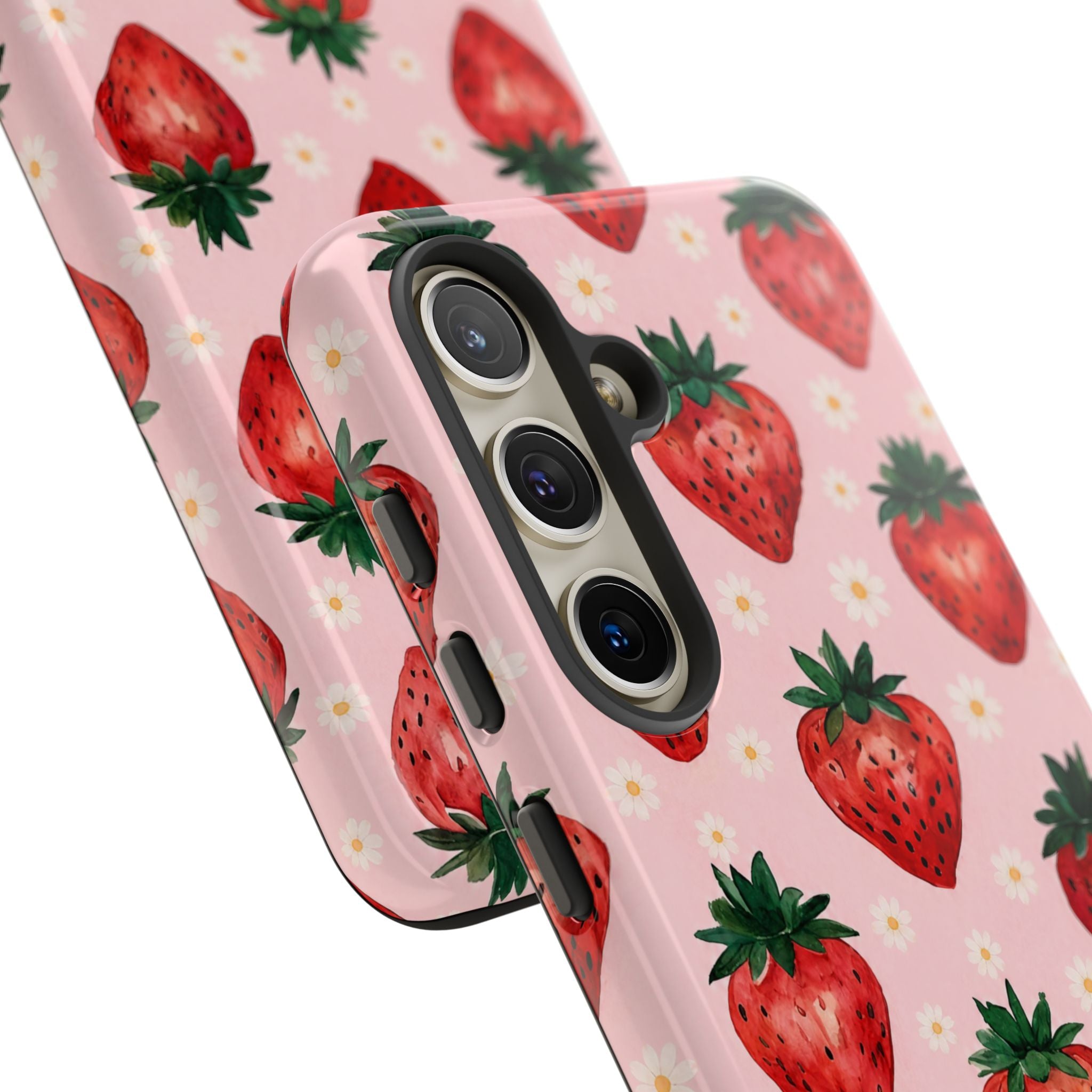 Strawberry Pattern Tough Case — Cute Pink Fruit Phone Case