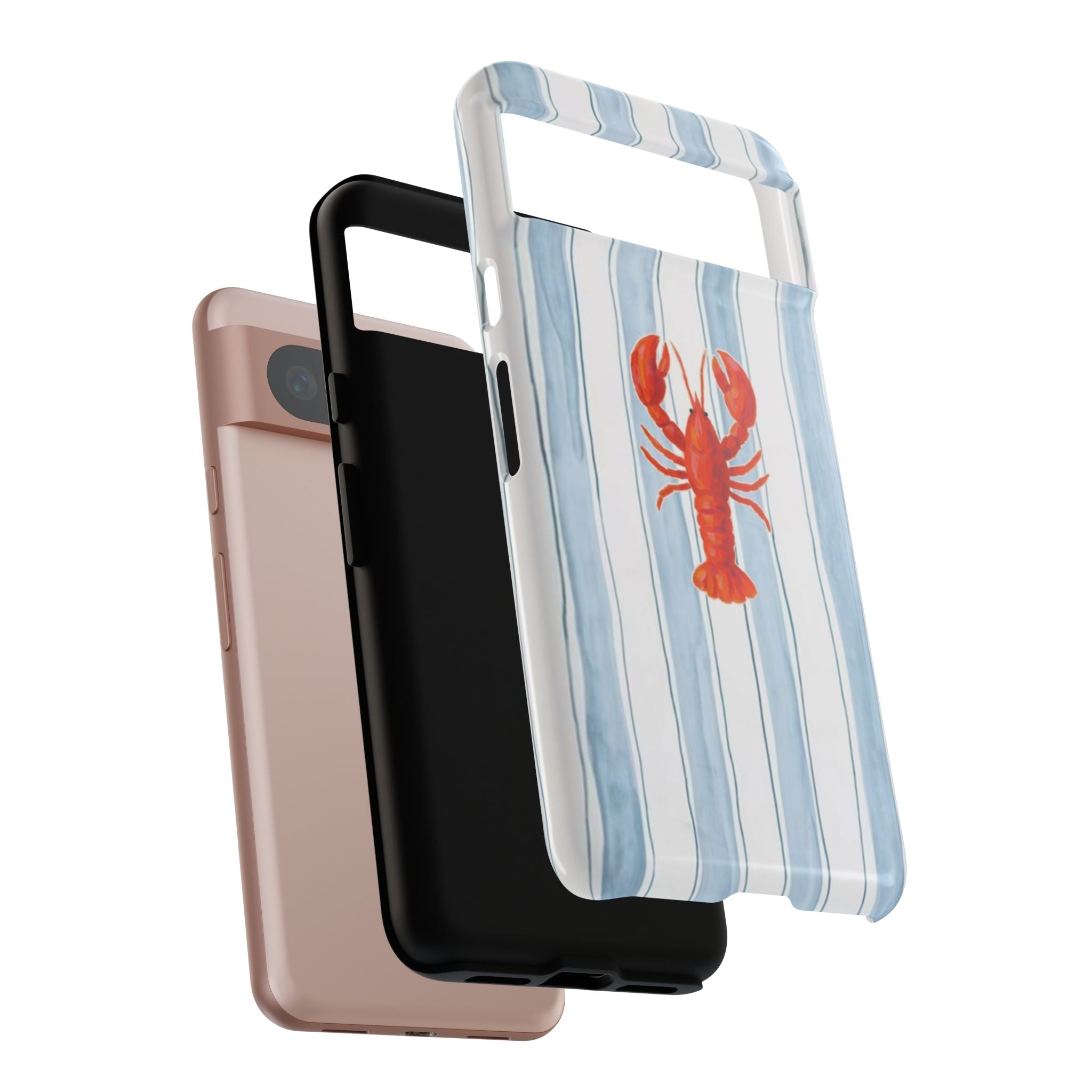 Lobster Stripe Phone Case — Nautical Blue & White Protective Cover