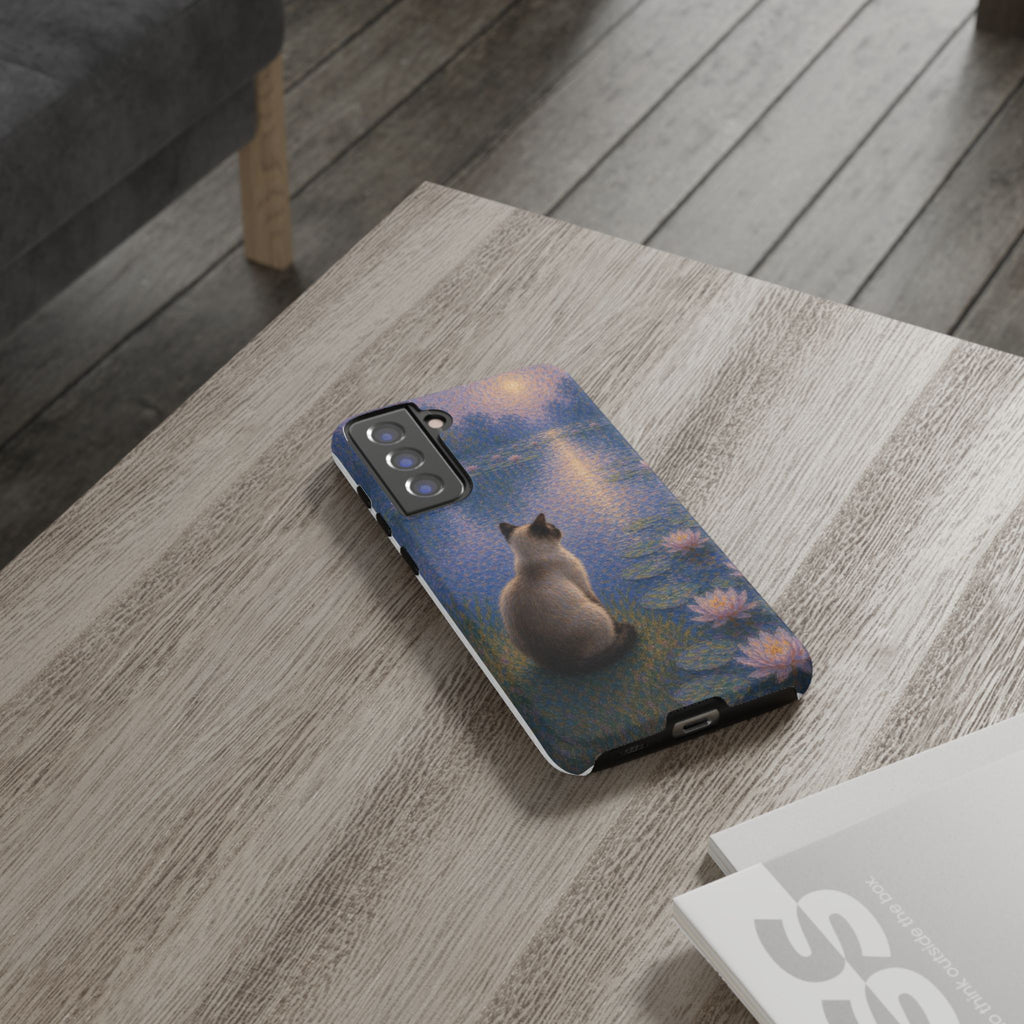 Cat Moonlight Phone Case — Serene Siamese by Lily Pond