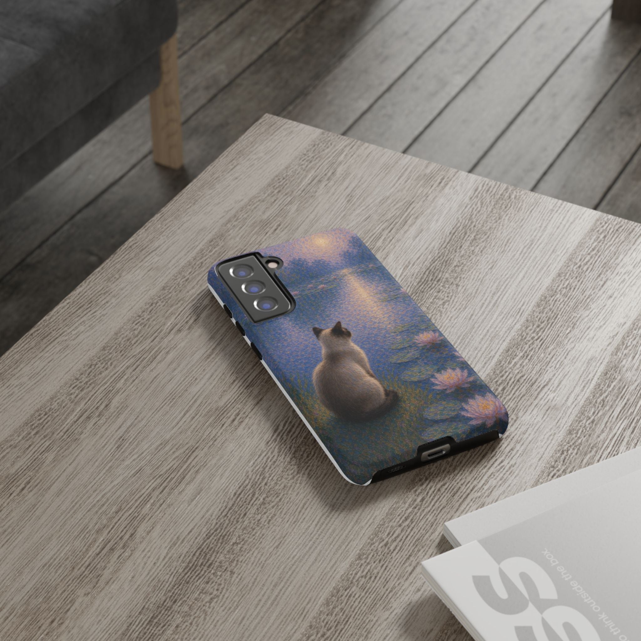 Cat Moonlight Phone Case — Serene Siamese by Lily Pond