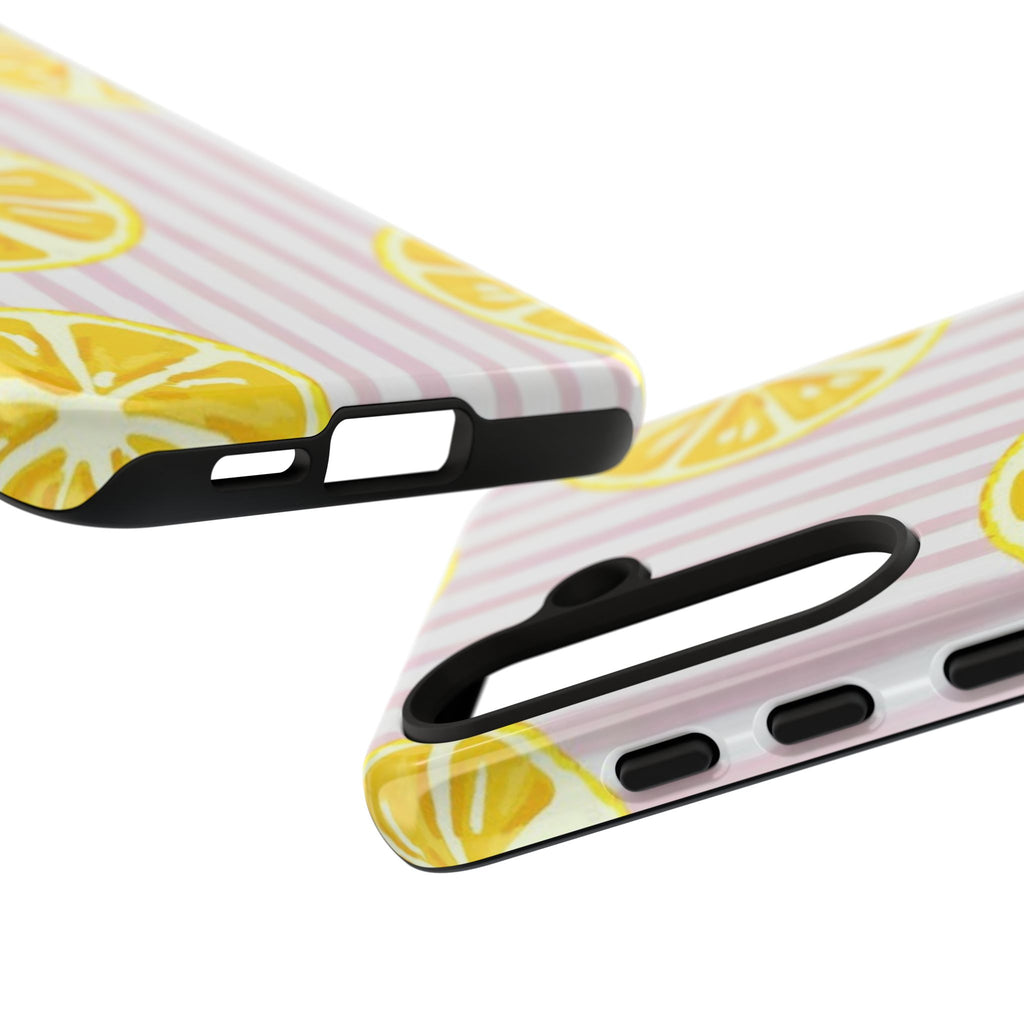 Lemon Slices Tough Case — Cute Pink Stripe Phone Cover
