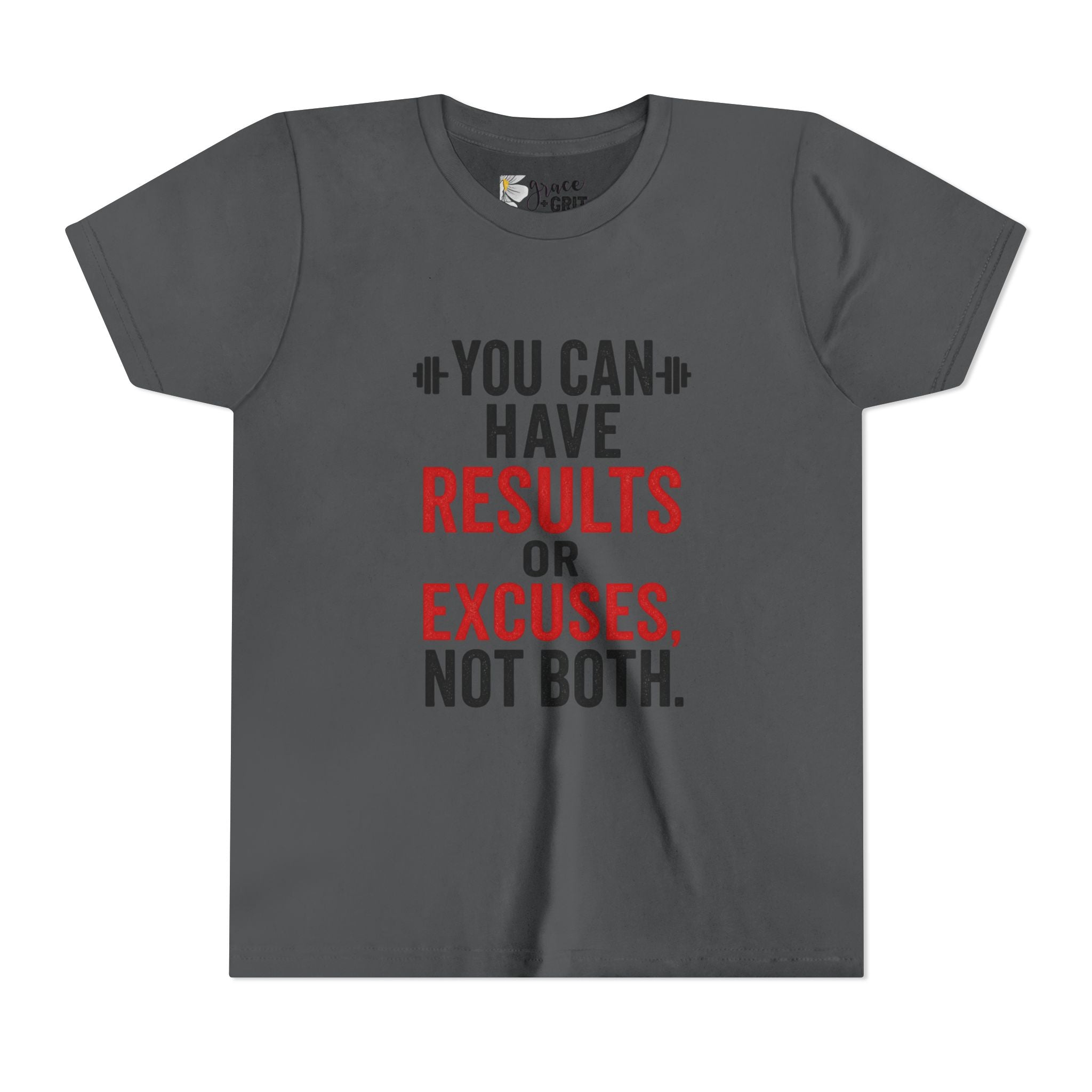 You Can Have Results or Excuses Not Both Youth Tee | Motivational Fitness Shirt