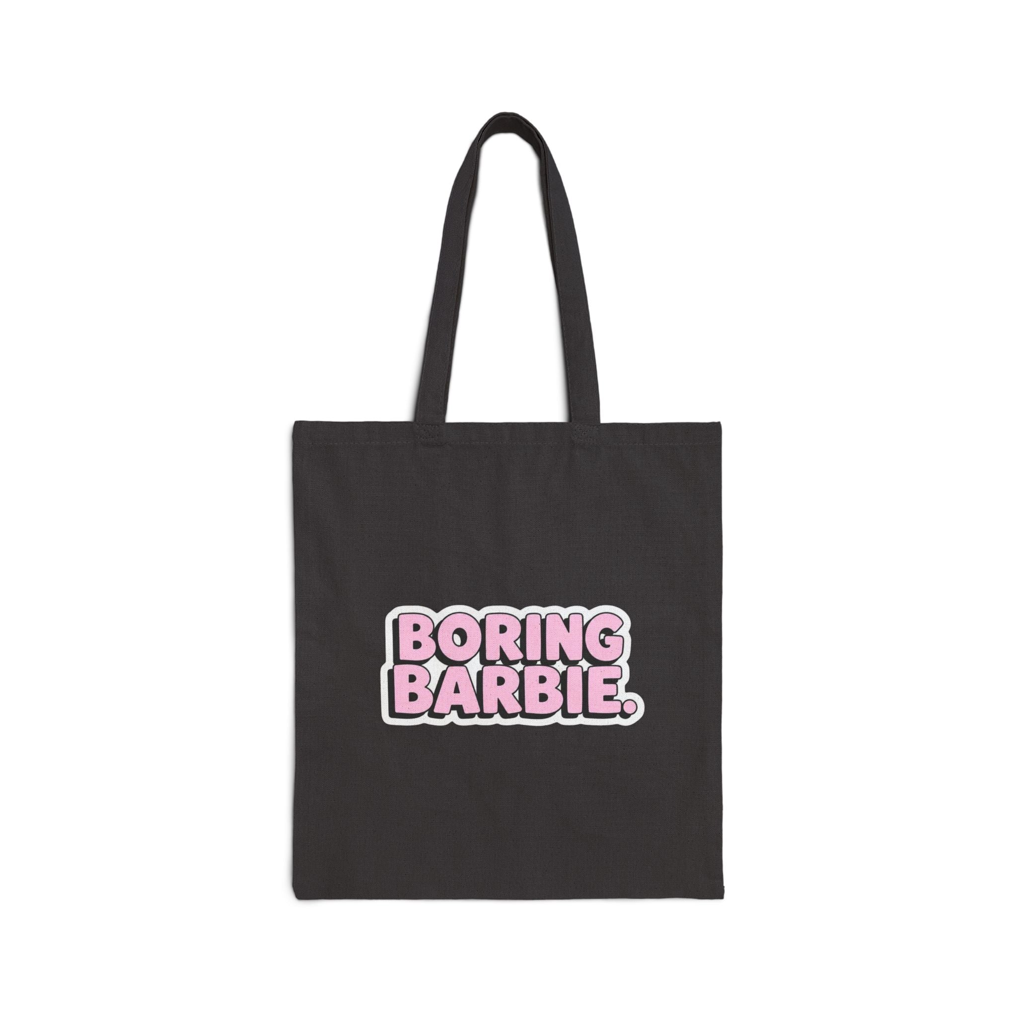 Tote Bag — "Boring Barbie" Pink Retro Logo Cotton Canvas Tote