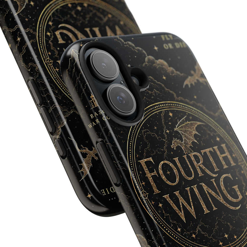 Fourth Wing Tough Phone Case — Dark Fantasy Dragon Design, 'Fly or Die' Quote