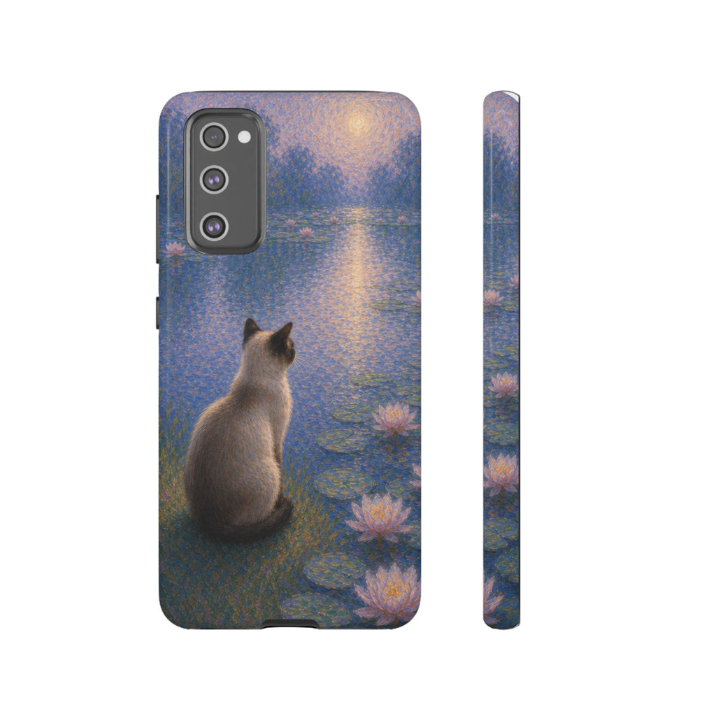 Cat Moonlight Phone Case — Serene Siamese by Lily Pond