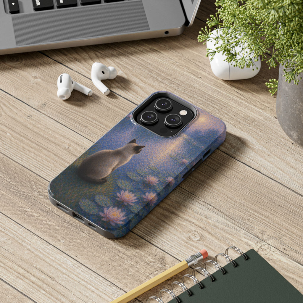 Siamese Cat by Moonlight Tough Phone Case – Waterlily Dream Protective Cover