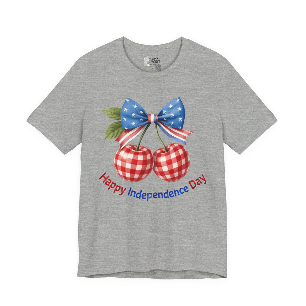 Independence Day Cherry Tee — Patriotic Bow 'Happy Independence Day' T-Shirt