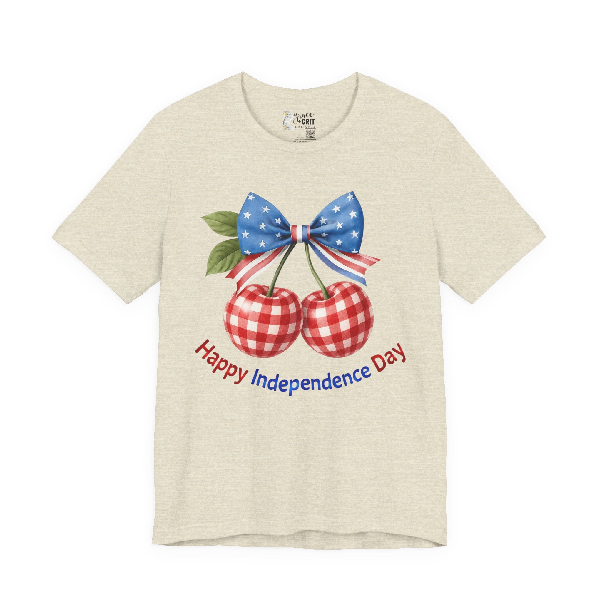 Independence Day Cherry Tee — Patriotic Bow 'Happy Independence Day' T-Shirt