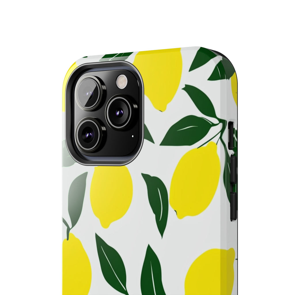 Lemon Pattern Tough Phone Case — Bright Citrus Protective Phone Cover