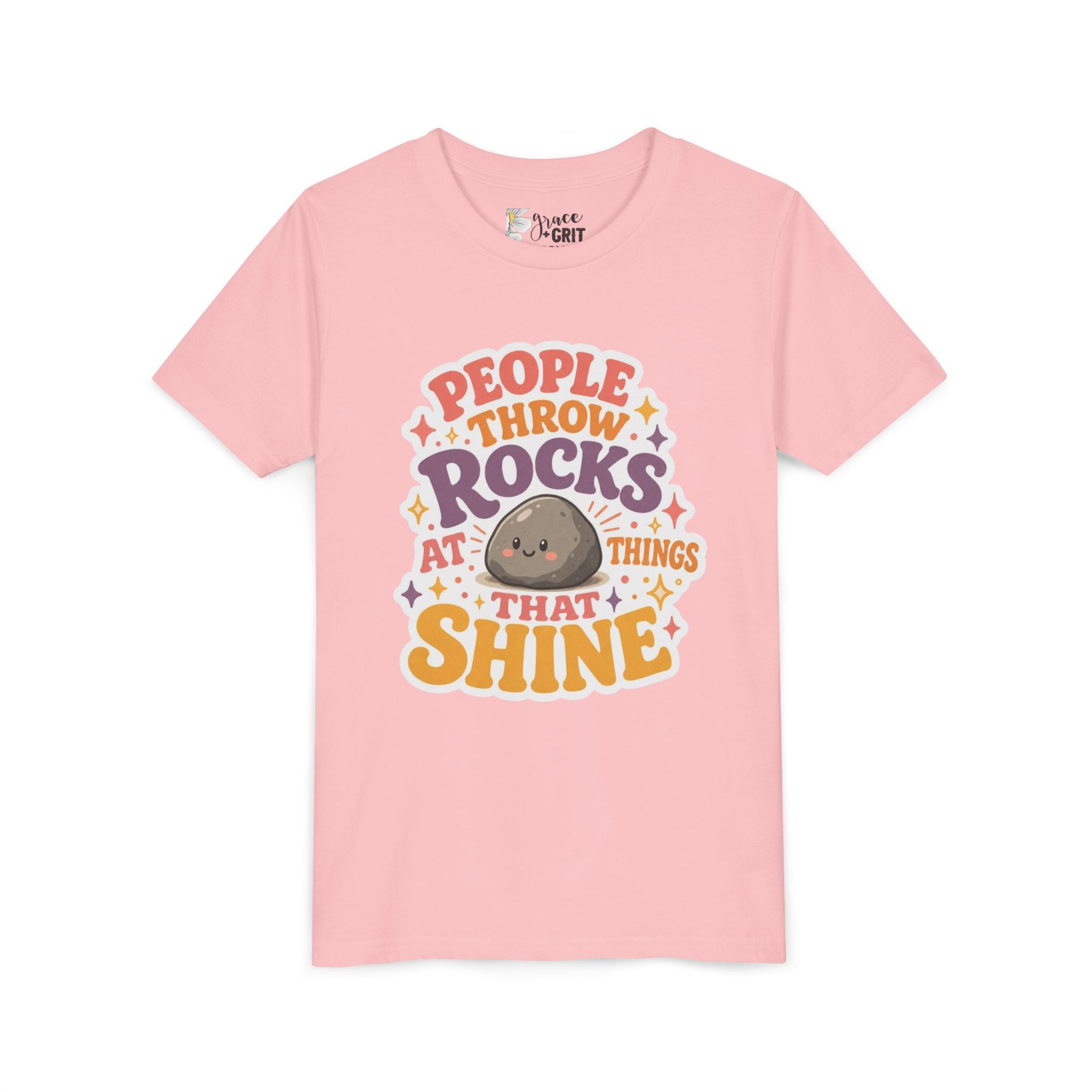 Youth Tee — "People Throw Rocks at Things That Shine" Positive Graphic Tee