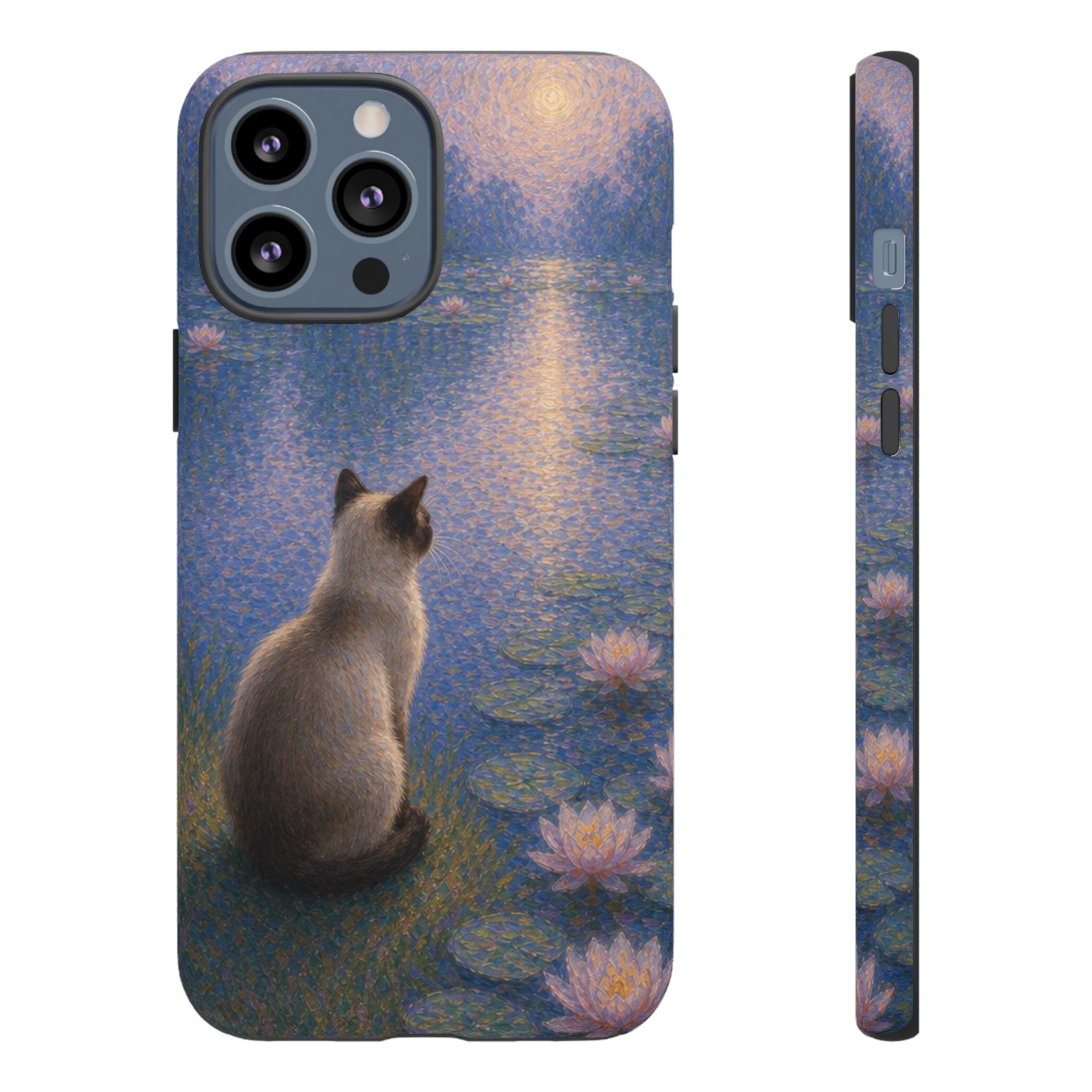 Cat Moonlight Phone Case — Serene Siamese by Lily Pond
