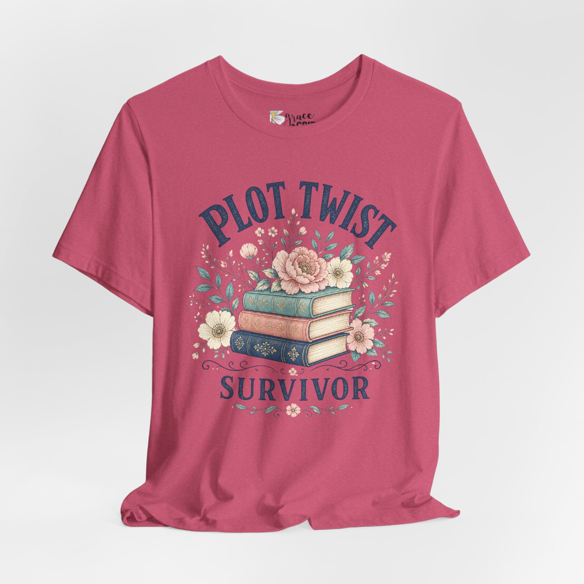 Plot Twist Survivor Tee — Floral Books Graphic T-Shirt for Book Lovers