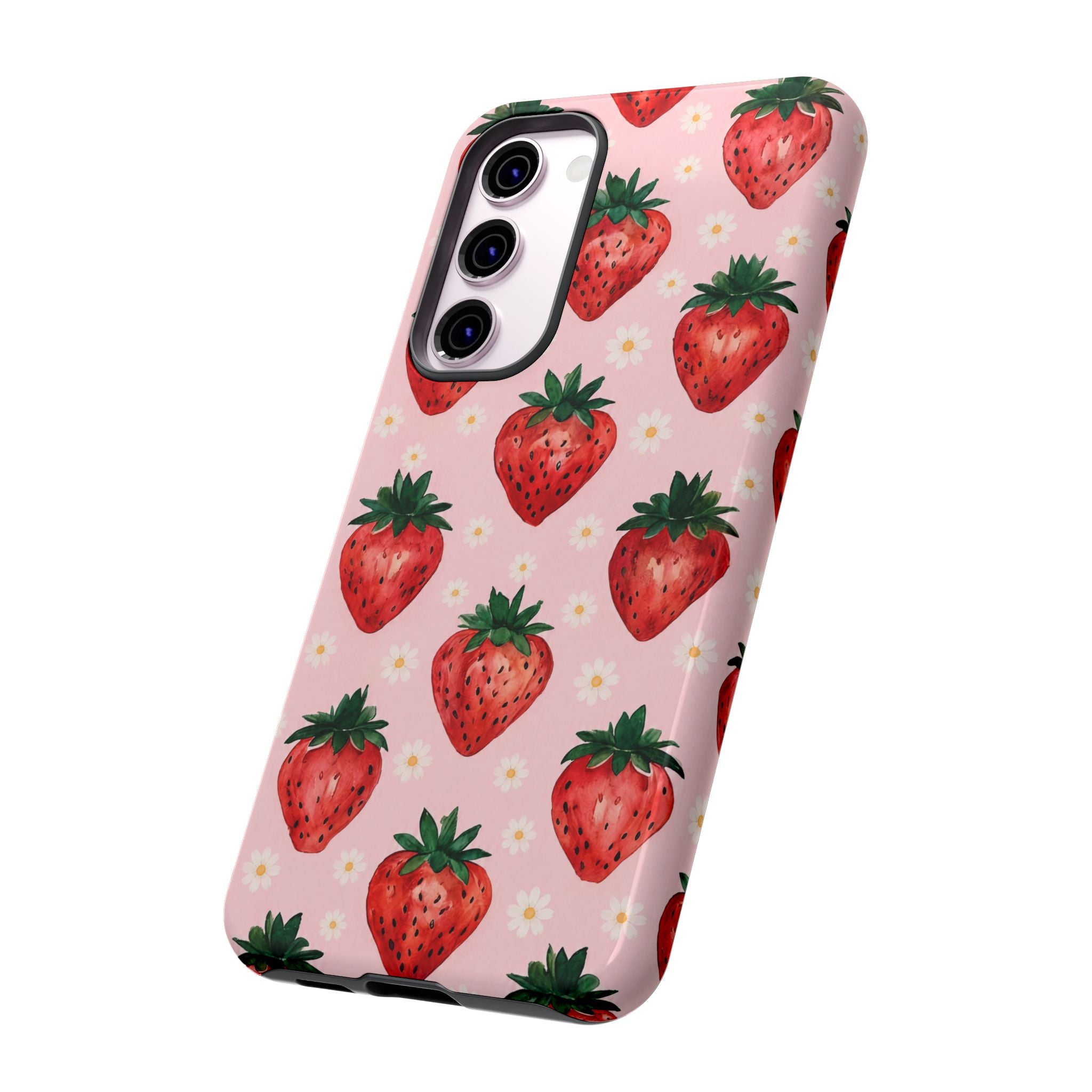 Strawberry Pattern Tough Case — Cute Pink Fruit Phone Case