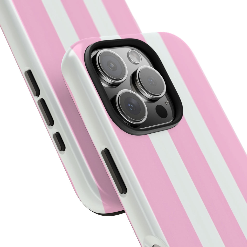 Pink & White Stripe Tough Phone Case — Protective Stripe iPhone Cover