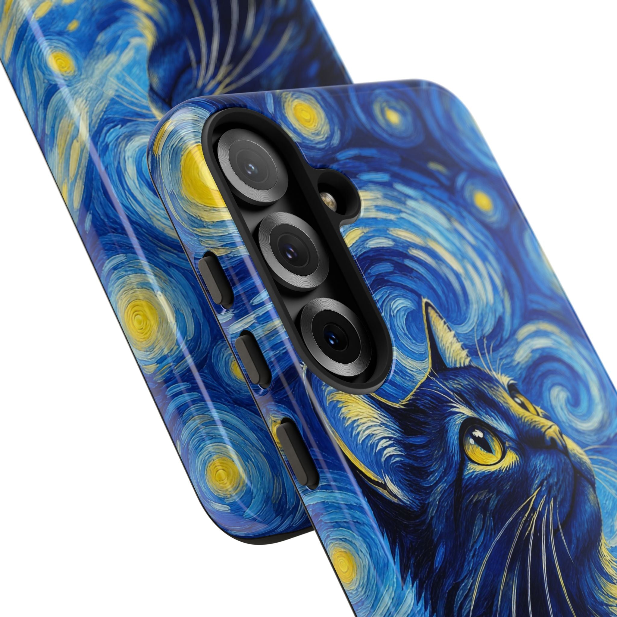 Starry Night Cat Phone Case — Van GoghStyle Blue Galaxy iPhone Cover