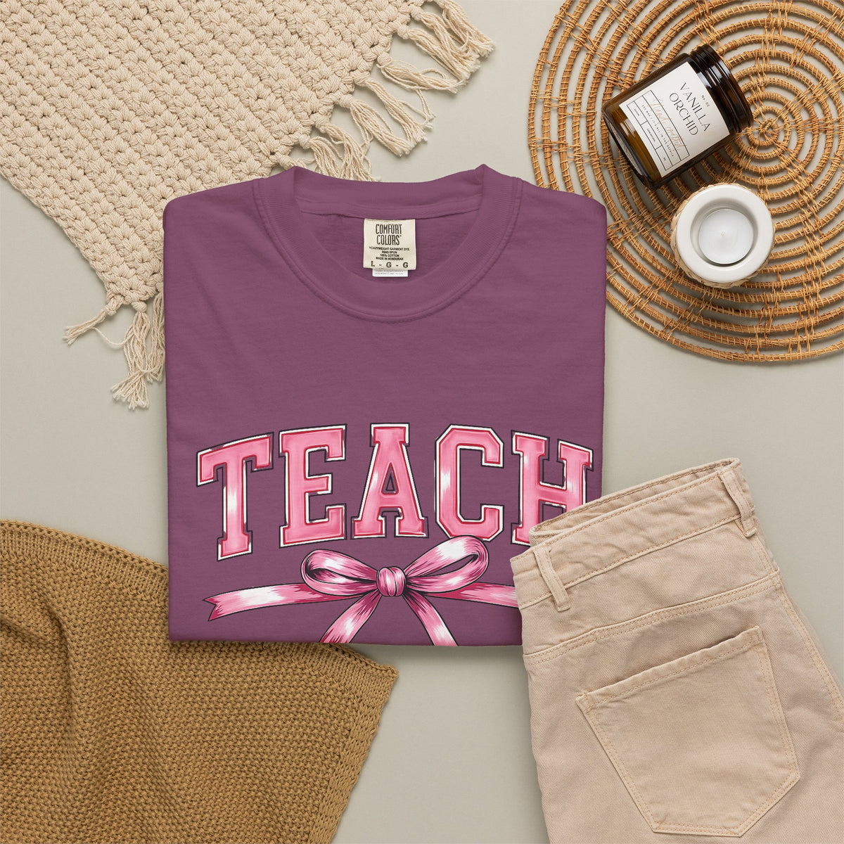Teach Pink Bow Teacher T-Shirt