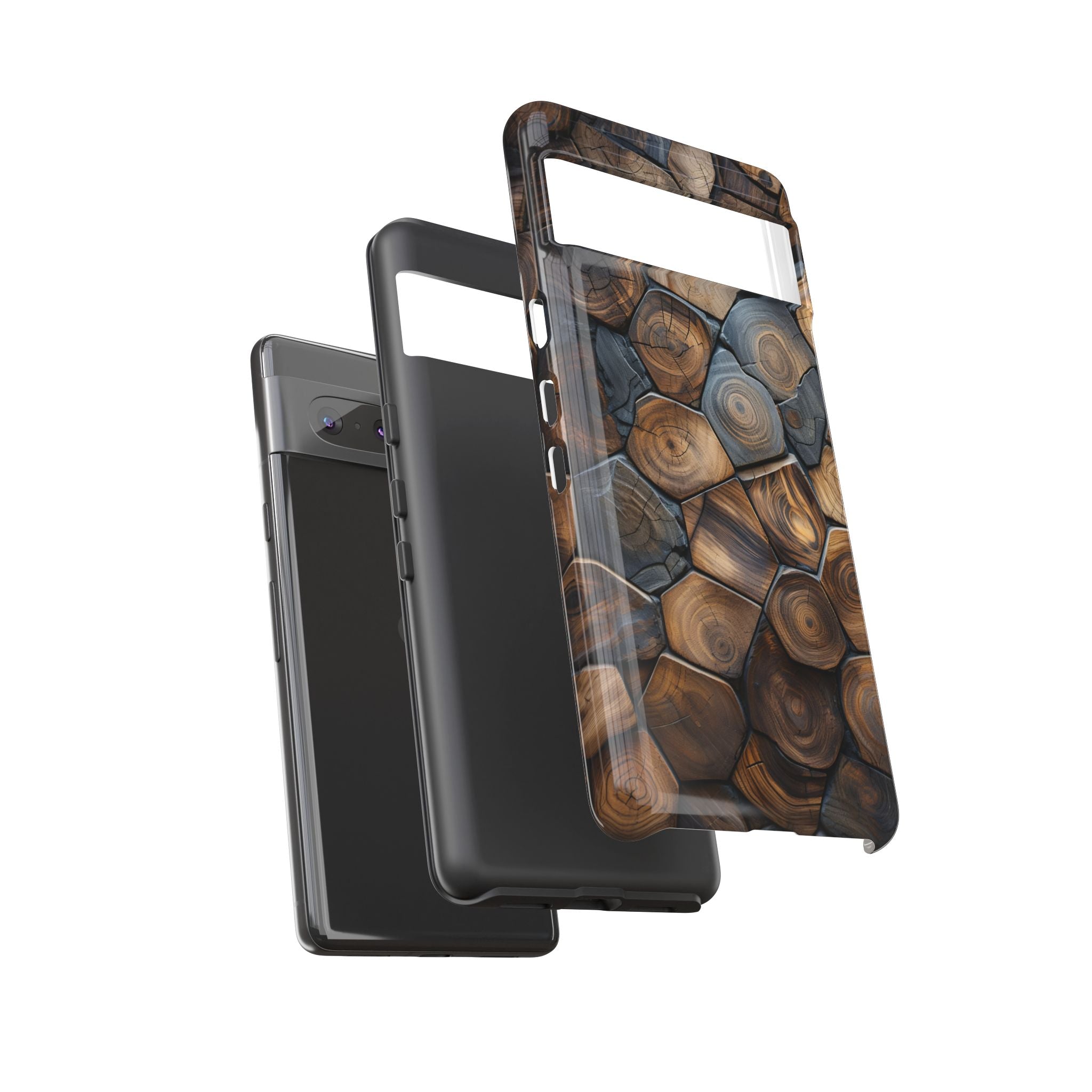 Wood Grain Hex Phone Case — Rustic Geometric iPhone Protection