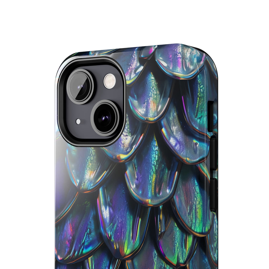 Holographic Mermaid Scale Tough Phone Case — Iridescent Protective Phone Cover